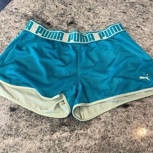 Puma Women's Teal and Mint Athletic Shorts